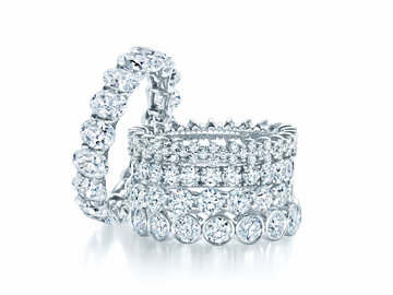 Bagues eternity - rail serti avec diamants ronds