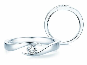 Bague de fiançailles Twist dans Argent 925/- avec diamant 0,15ct G/SI