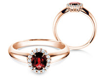 Bague de fiançailles Windsor dans 14K or rose avec rubis 0,60ct et diamants 0,12ct