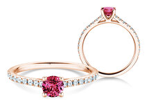 Bague de naissance Pure Colour janvier en 18K or rose avec  0,50ct et diamants 0,26ct