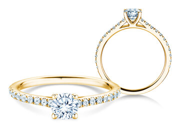 Bague de naissance Pure Colour avril en 9K or jaune avec diamant 0,50ct et diamants 0,26ct