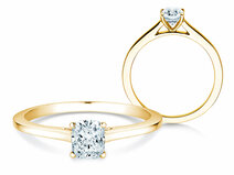 Bague de fiançailles Cushion en 18K or jaune avec diamant 0,30ct G/SI