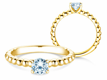 Bague de fiançailles Classic Beads en 9K or blanc avec diamant 0,50ct H/SI