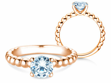 Bague de fiançailles Classic Beads en 9K or blanc avec diamant 1,00ct H/SI