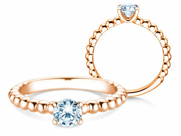 Bague de fiançailles Classic Beads en 9K or blanc avec diamant 0,50ct H/SI