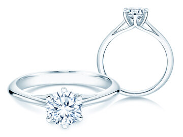 Bague de fiançailles Heaven 6 en 9K or blanc avec diamant 1,00ct H/SI