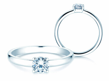 Bague de fiançailles Pure en 9K or blanc avec diamant 0,50ct H/SI