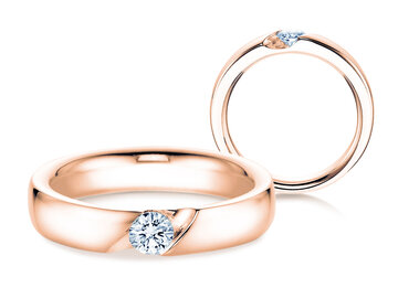 Bague de fiançailles Italic en 9K or blanc avec diamant 0,50ct H/SI