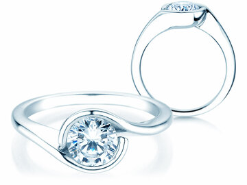 Bague de fiançailles Touch en 9K or blanc avec diamant 1,00ct H/SI
