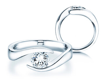 Bague de fiançailles Twist en 9K or blanc avec diamant 1,00ct H/SI